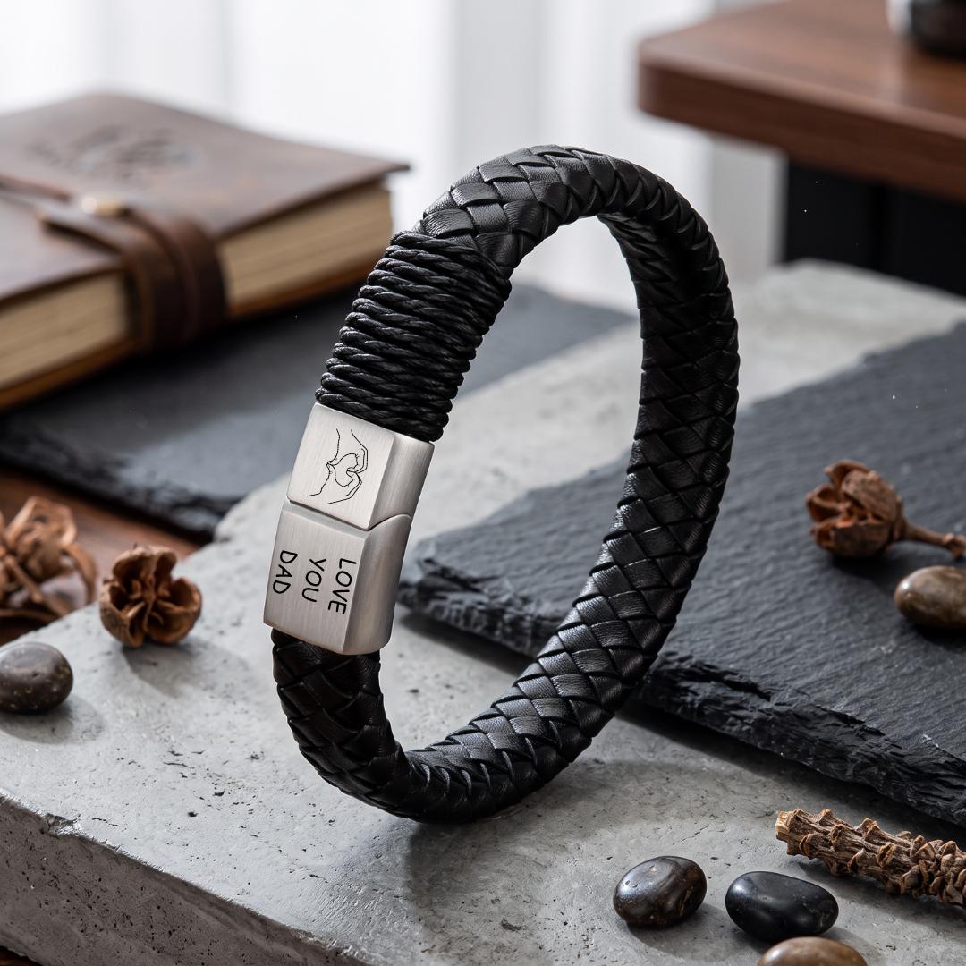 TriMark Personalised Leather Men Bracelet-Personalised Bracelet-Auswara