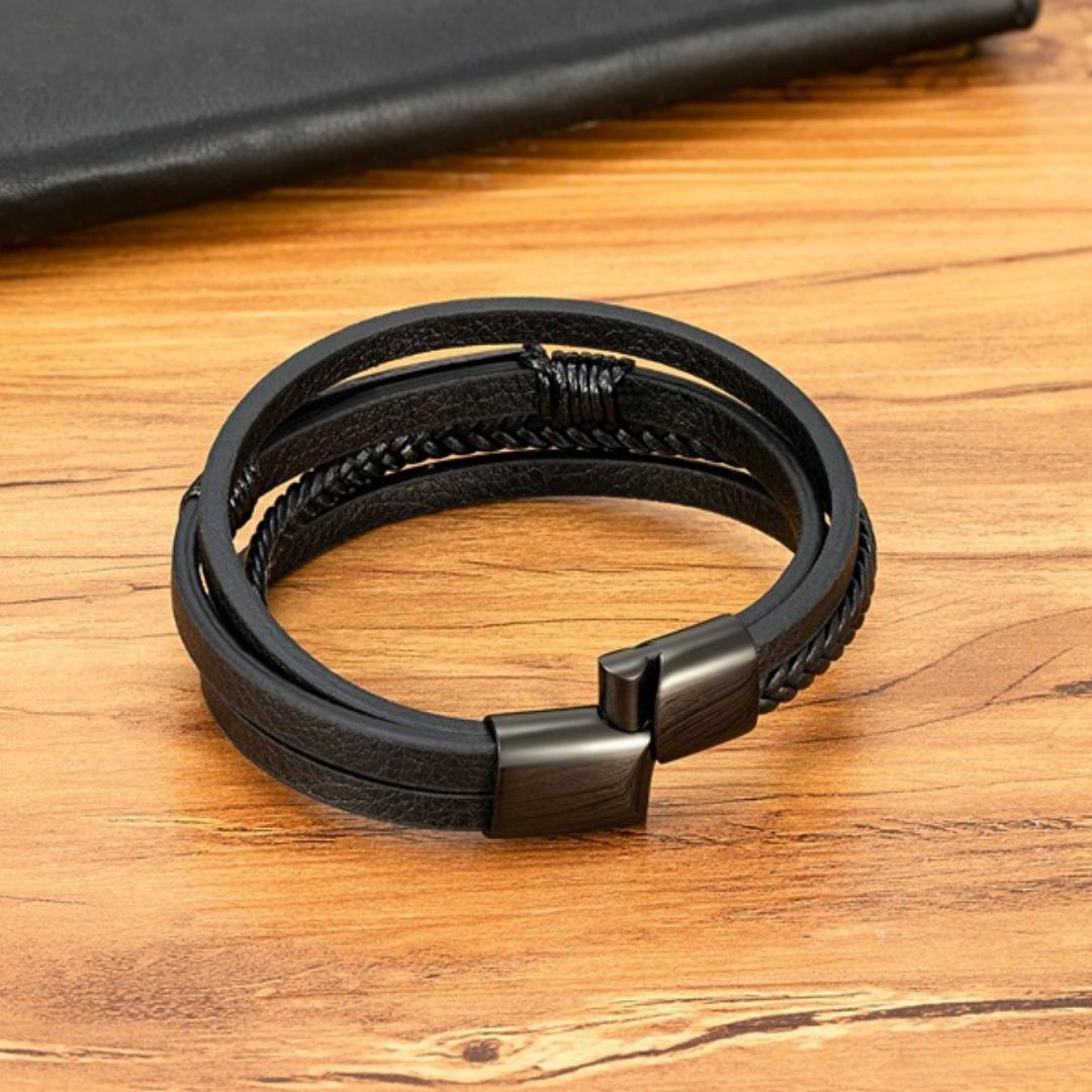 Trinity Band Personalised Leather Bracelet-Personalised Bracelet-Auswara