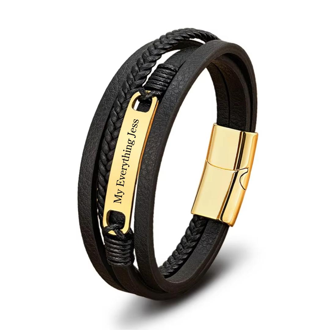 Trinity Band Personalised Leather Bracelet-Personalised Bracelet-Auswara
