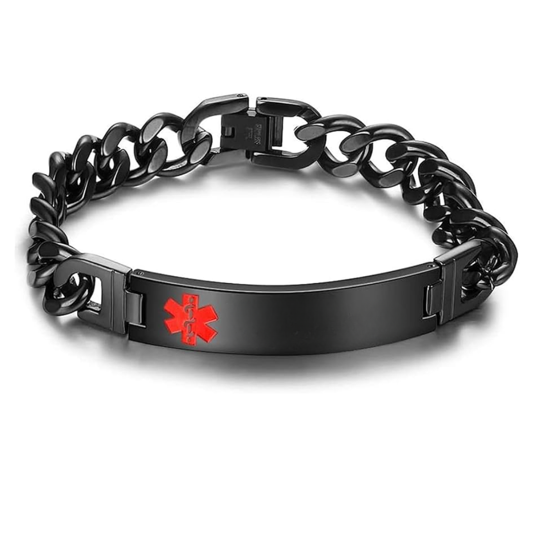 UniSafe Medical ID Bracelet – Black with Red Emblem