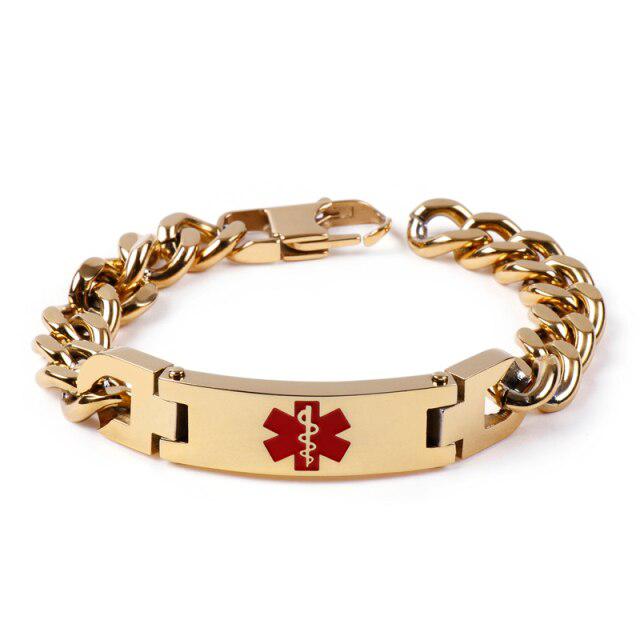 Unisex Stainless Steel Medical Alert Bracelet with Engraving-Medical ID Bracelet-Auswara