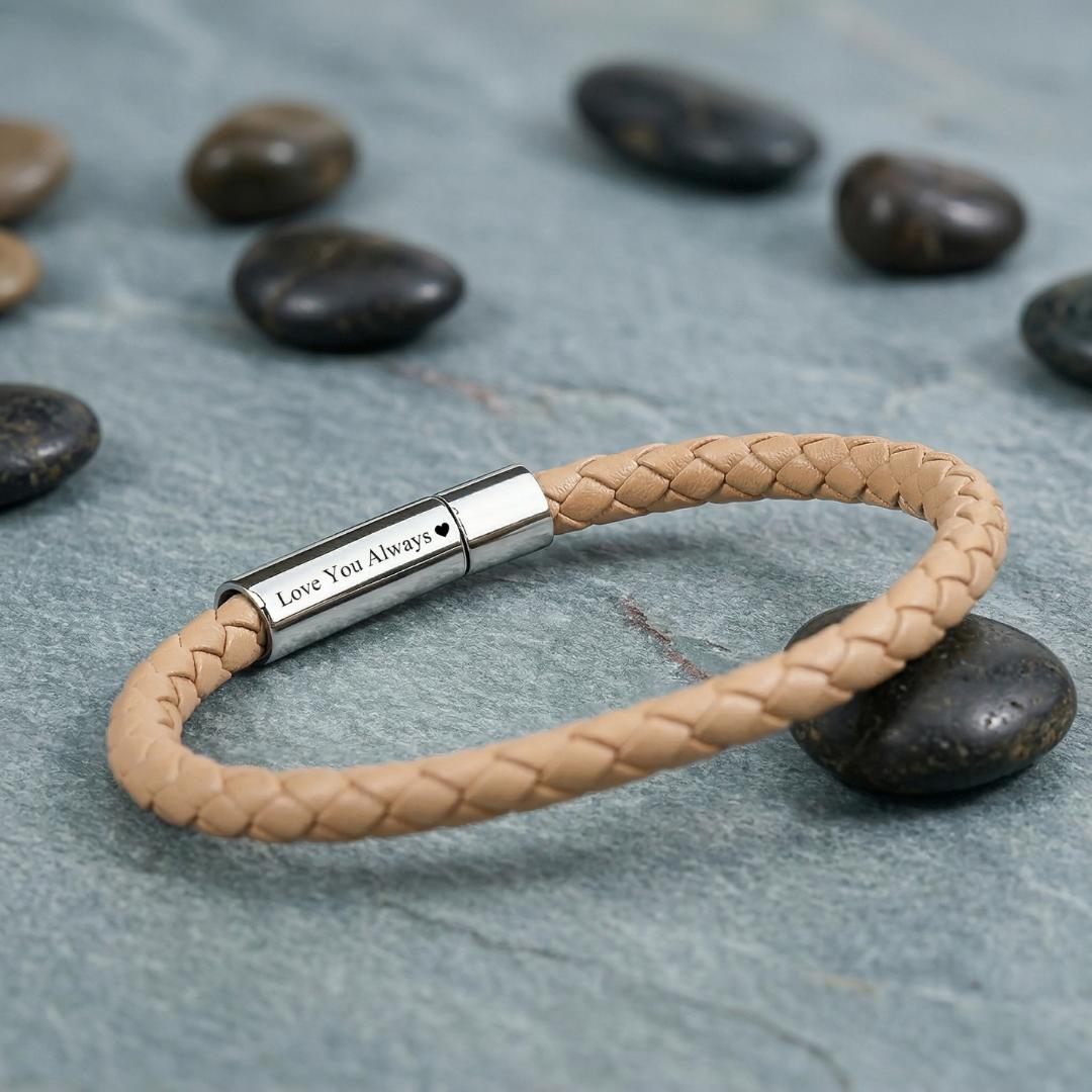 Velora Women Engraved Leather Bracelet-Personalised Bracelet-Auswara