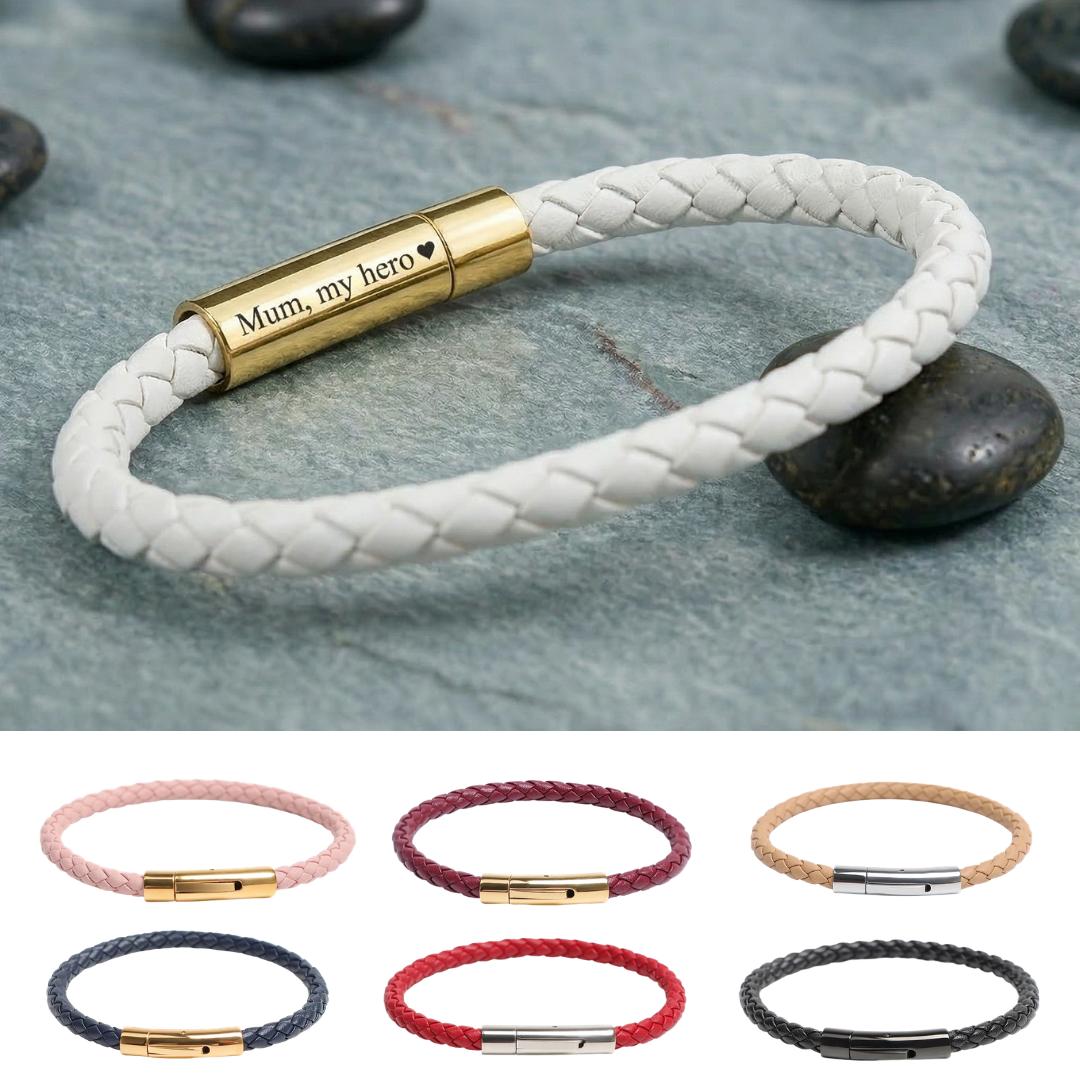 Velora Women Engraved Leather Bracelet-Personalised Bracelet-Auswara