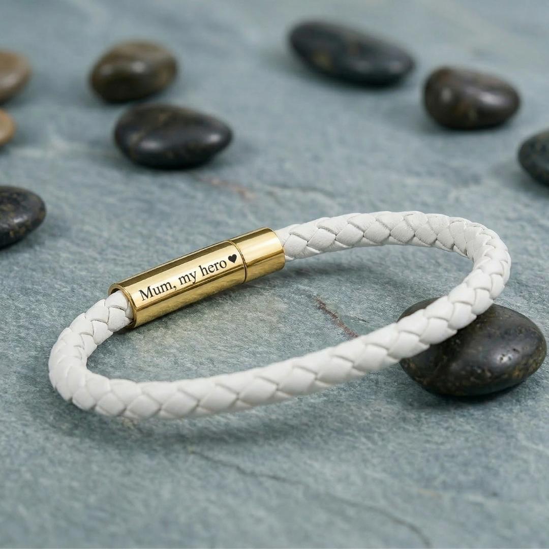 Velora Women Engraved Leather Bracelet-Personalised Bracelet-Auswara