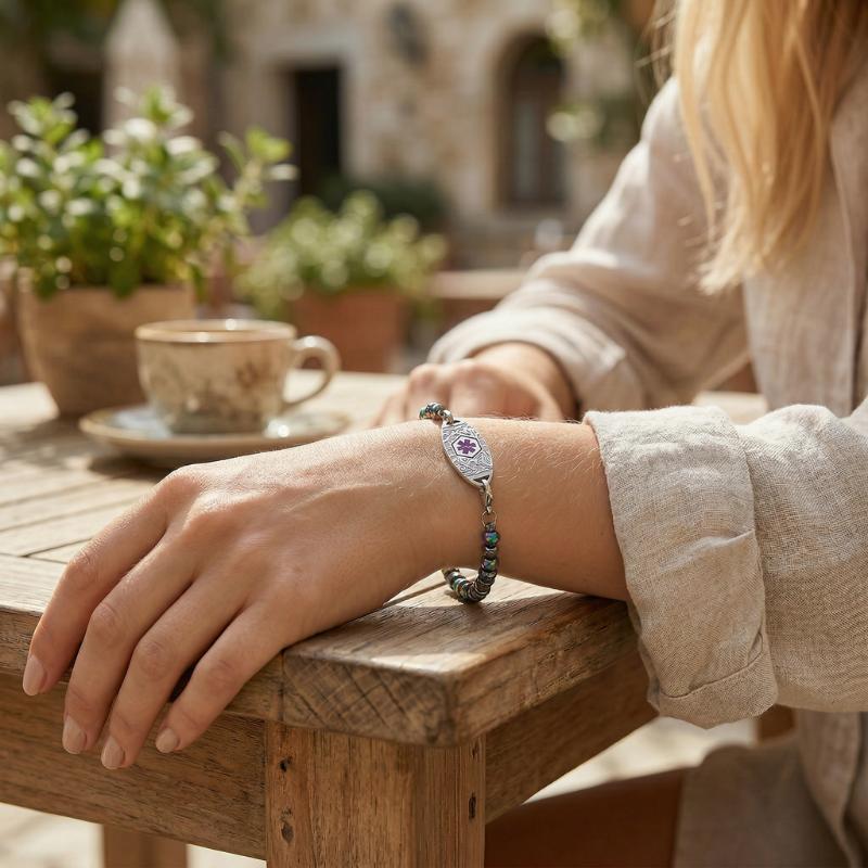 Vivid Bloom Personalised Medical ID Bracelet-Medical ID Bracelet-Auswara