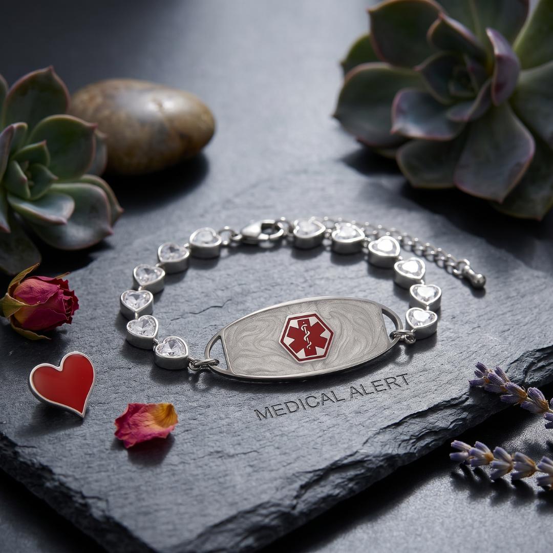 White Aura Personalised Alert Bracelet-Medical ID Bracelet-Auswara