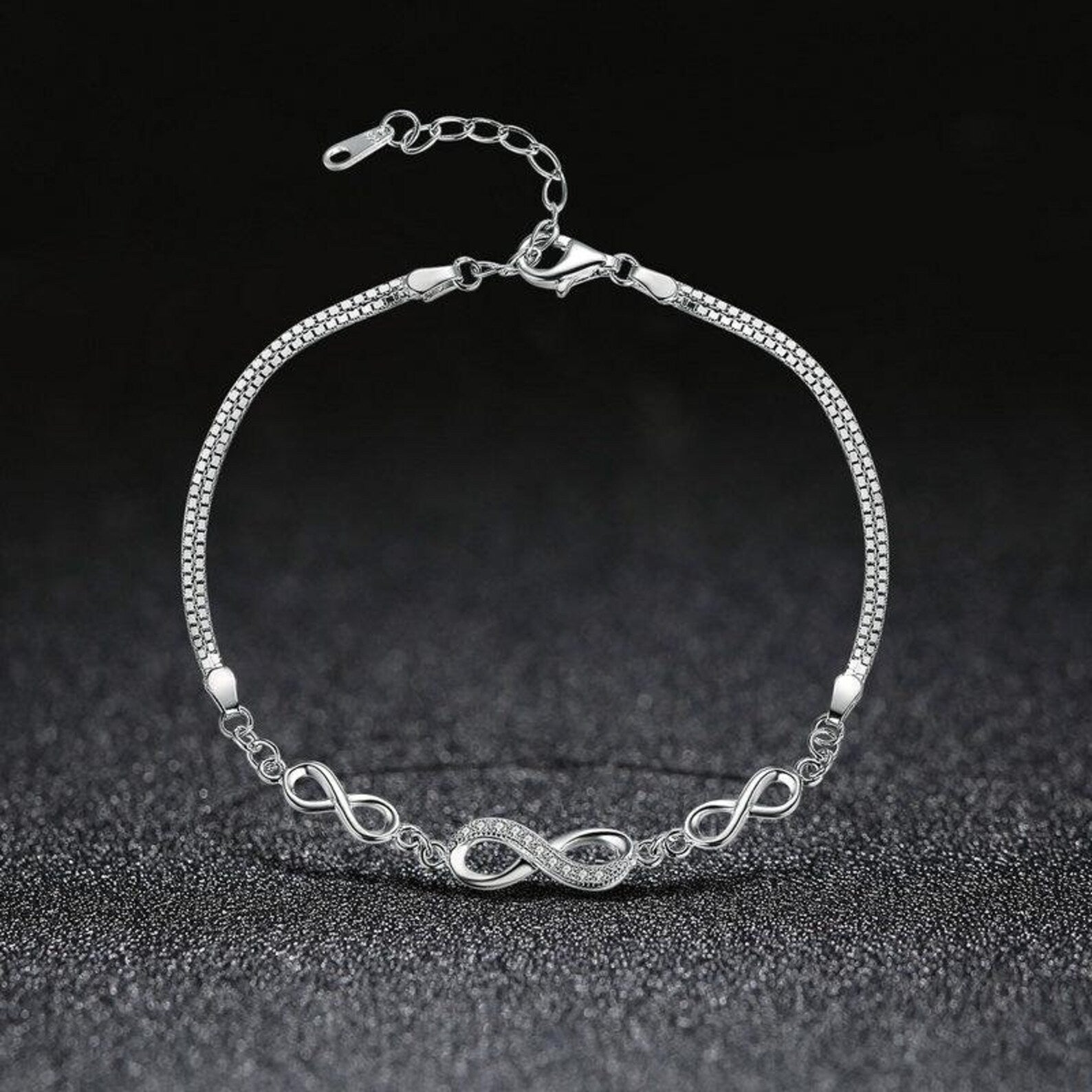 Women Sterling Silver Triple Infinity Bracelet-Women Bracelets-Auswara