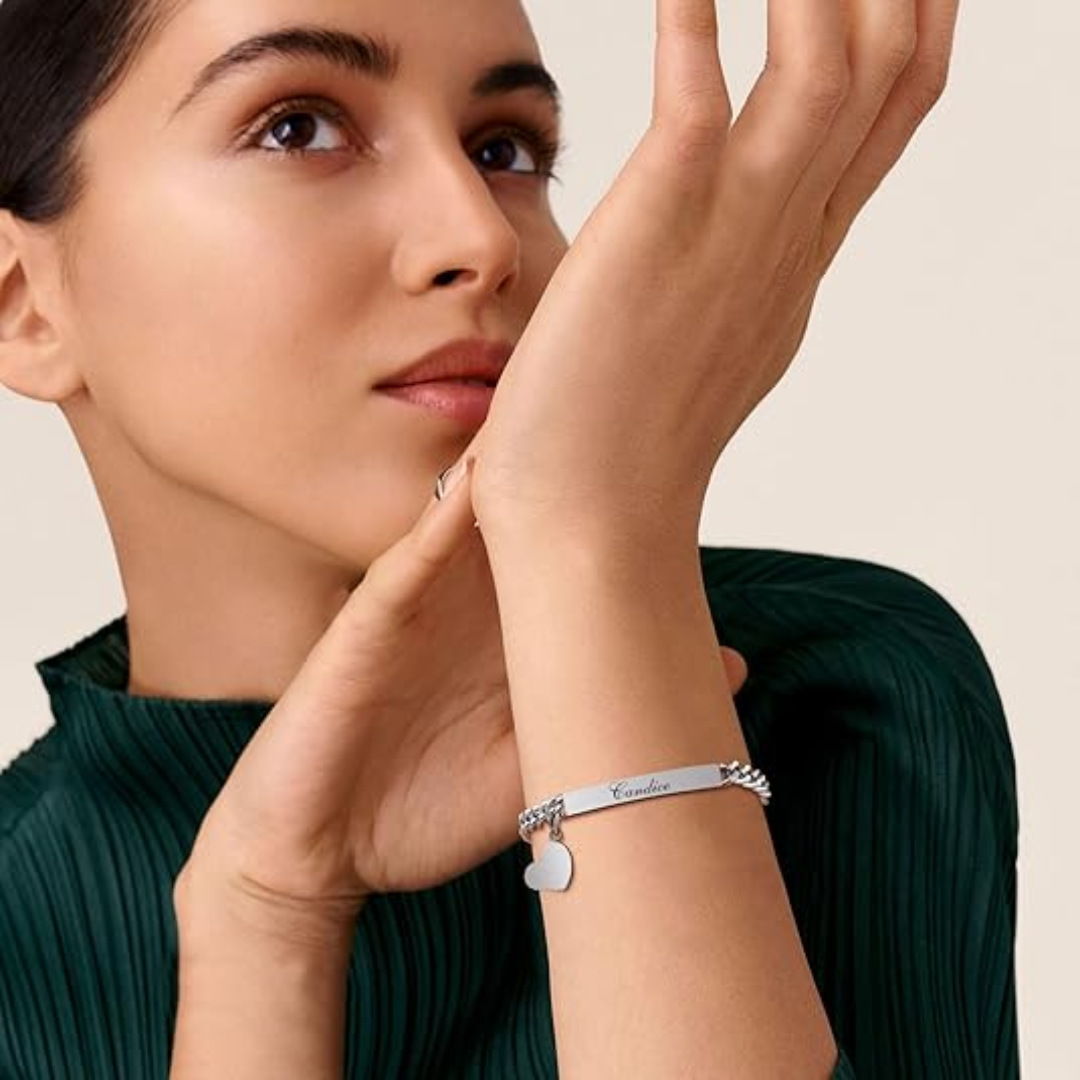 Women’s Personalised Bracelet with Heart Charm