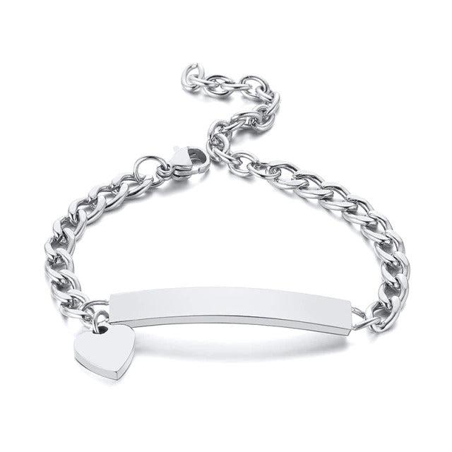 Women’s Personalised Bracelet with Heart Charm-Women Bracelets-Auswara
