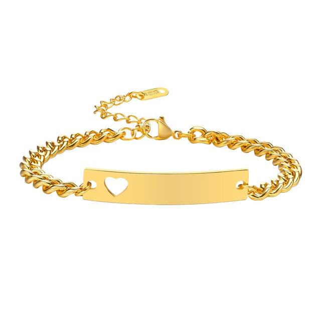 Women’s Personalised Bracelet with Hollow Heart - Gold Colour-Women Bracelets-Auswara