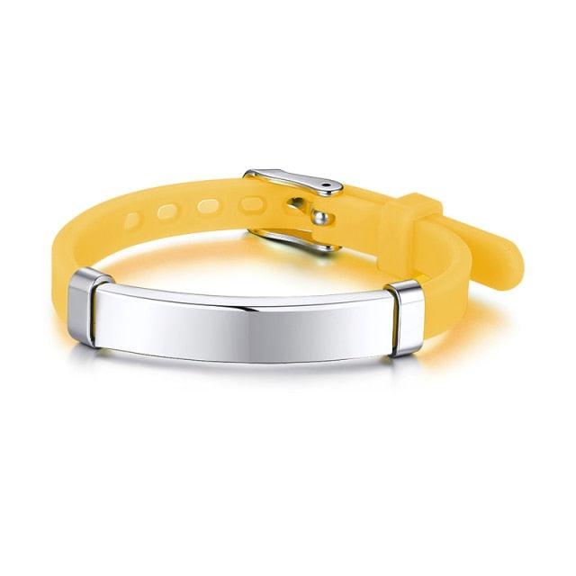 Yellow Engravable Silicone ID Bracelet for Kids-Identification Bracelet-Auswara