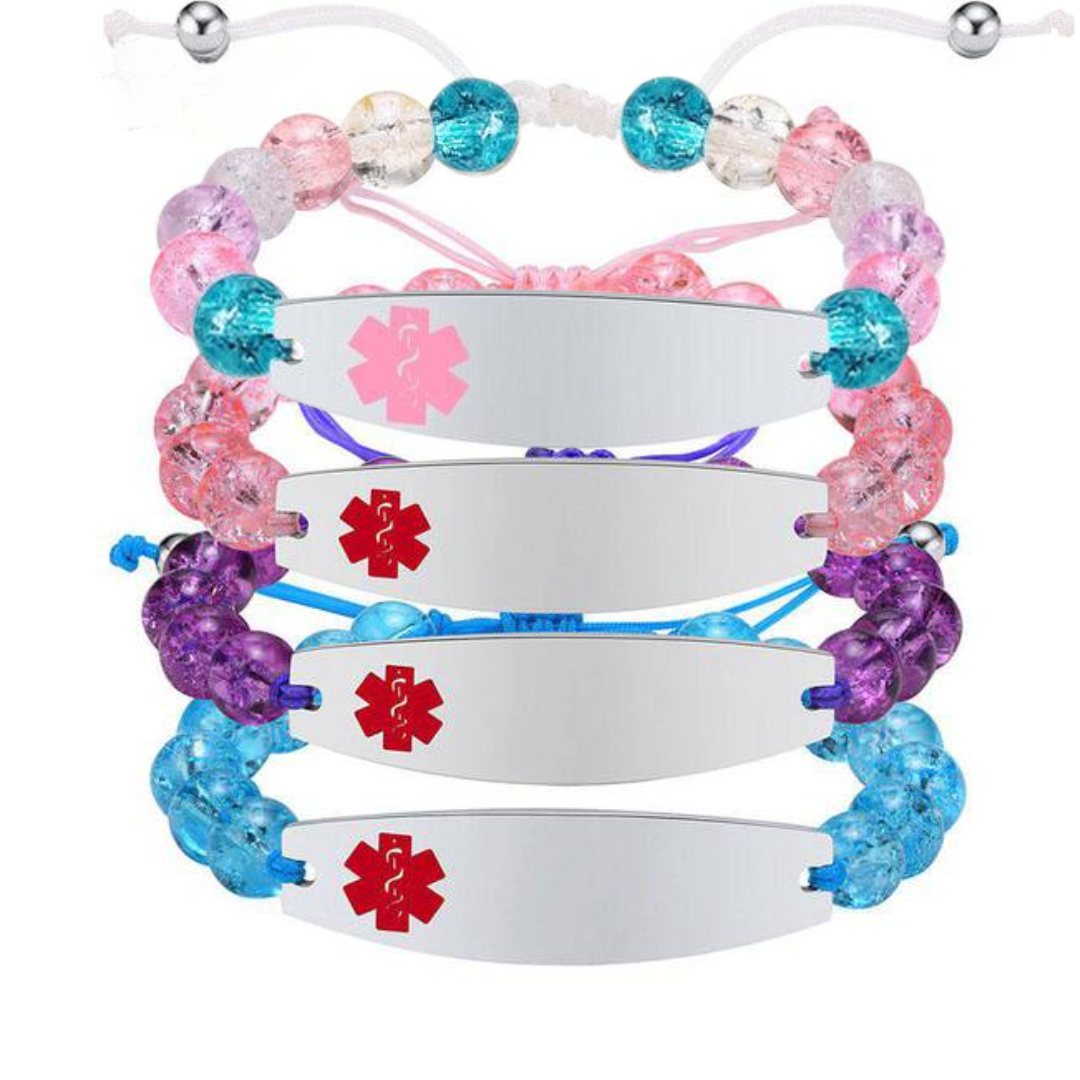 Adjustable Beads Medical Alert Bracelet