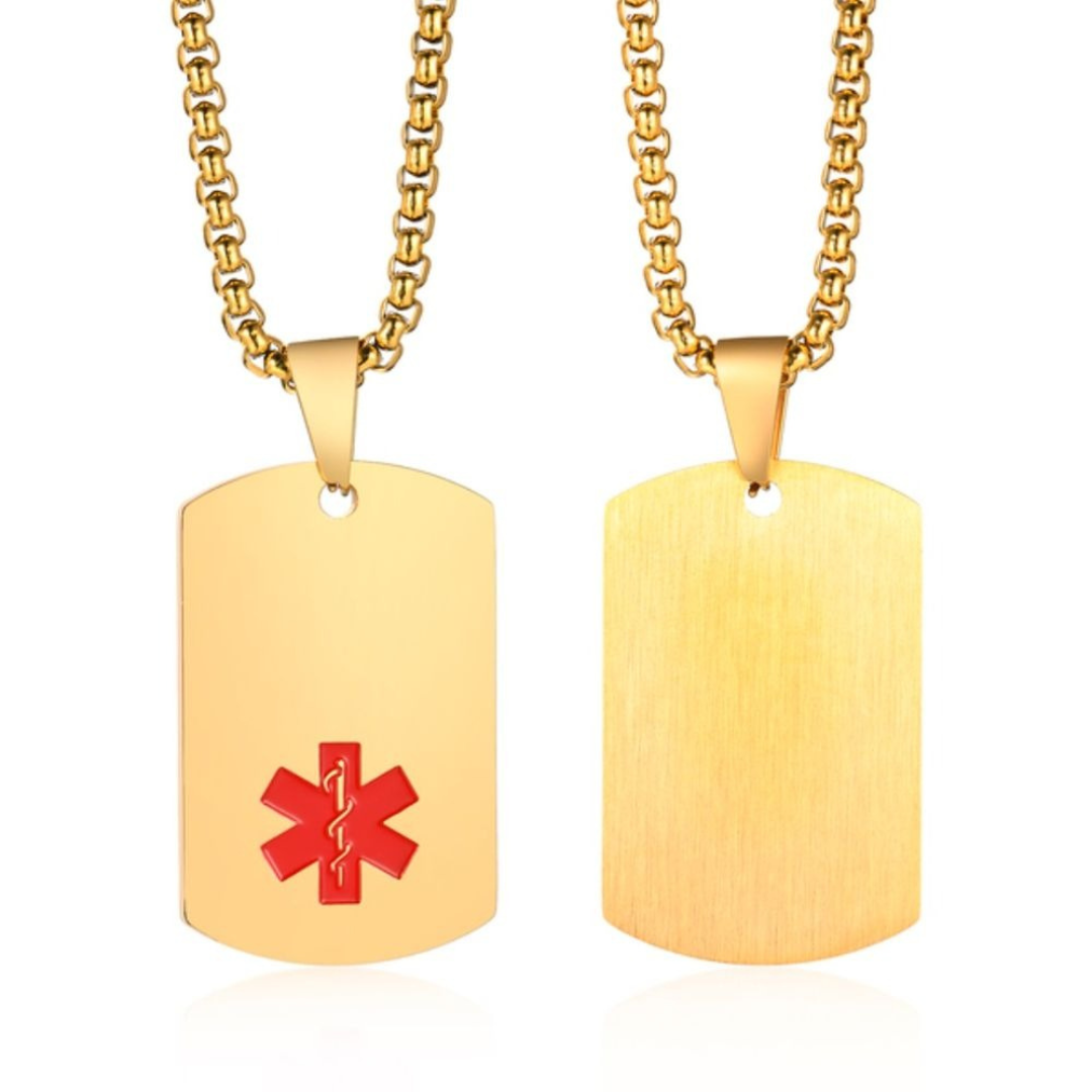 Personalised Medical Steel ID Dog Tag – Gold Colour