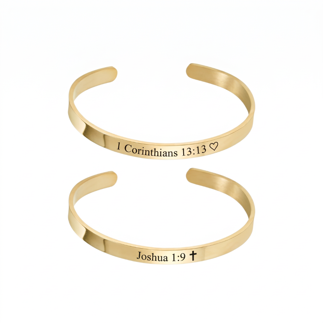 Personalised Couple Cuff Gift Set – Silver, Gold & Black