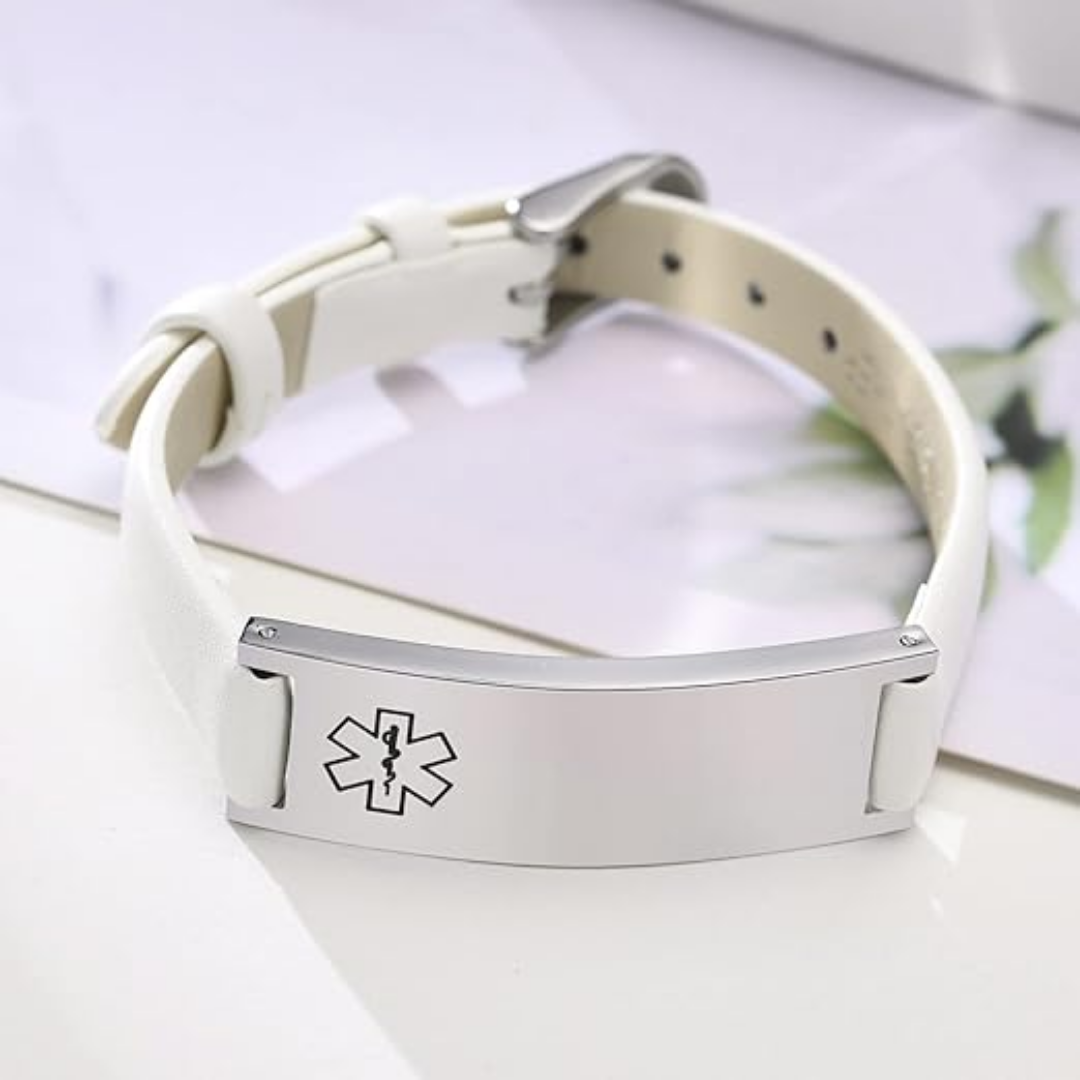 White LifeStripe Leather with Silver Plate