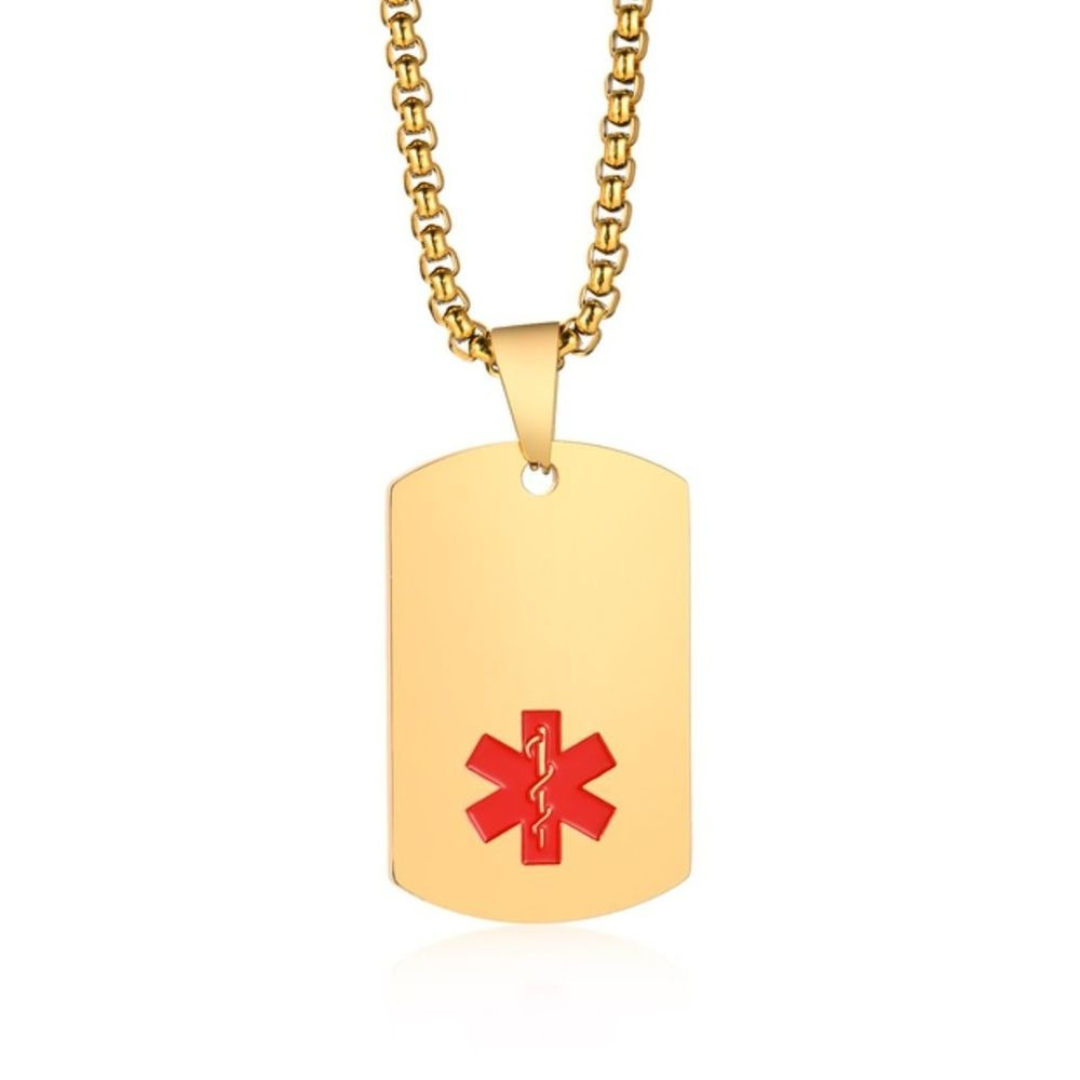 Personalised Medical Steel ID Dog Tag – Gold Colour