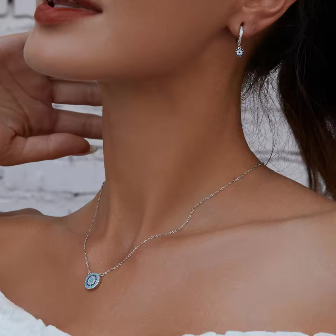 Sterling Silver Evil Eye Pendant Necklace – Dainty Protection Charm
