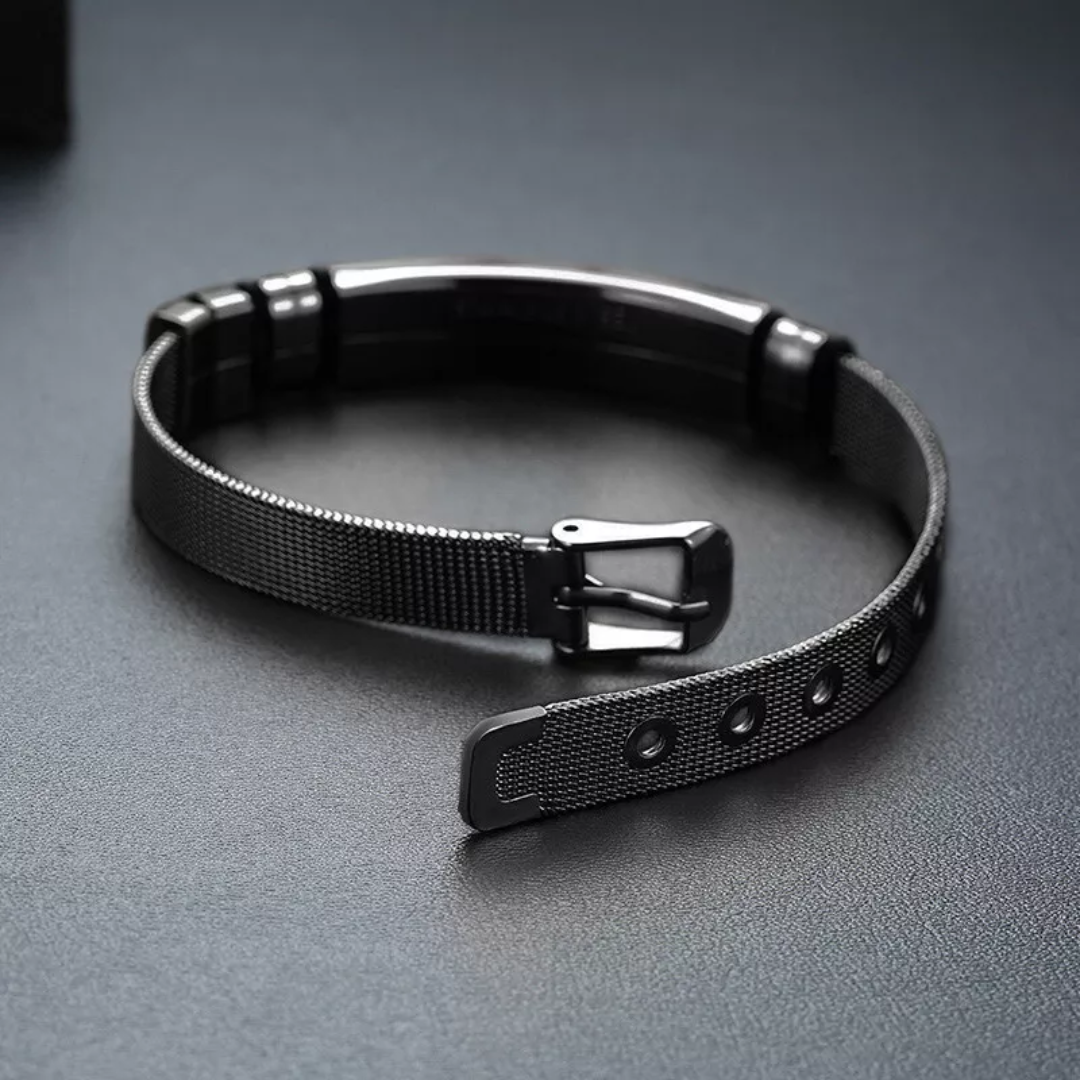 Personalised Black Mesh Medical Alert Bracelet