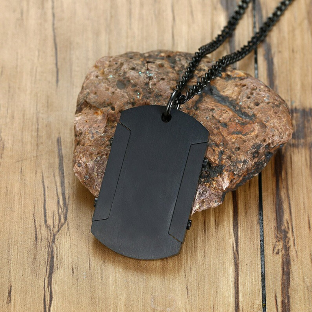 Personalised Black Medical Alert ID Pendant