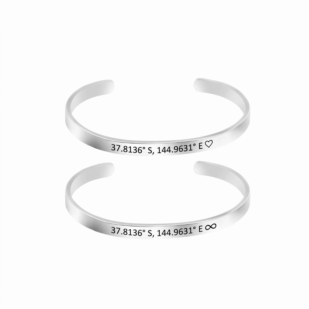 Personalised Couple Cuff Gift Set – Silver, Gold & Black