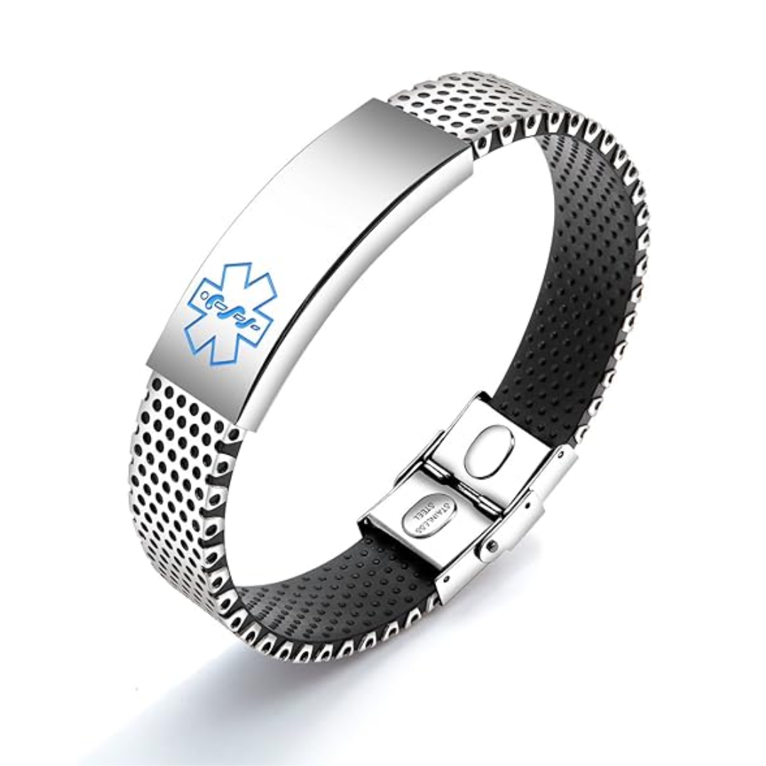 Personalised Medical ID Perforated Silicone Bracelet