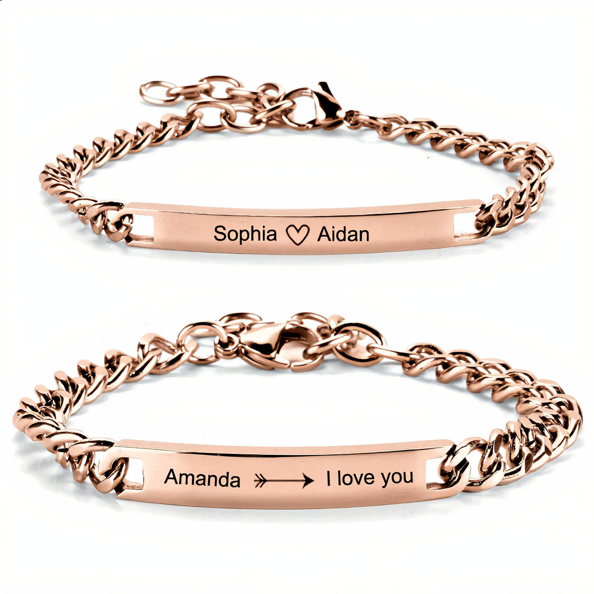 Personalised Matching Couple Bracelets with Link Chain