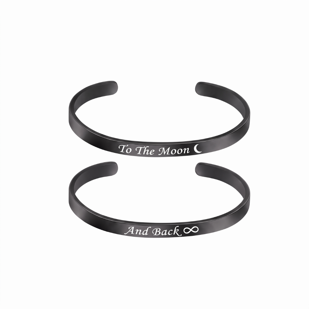 Personalised Couple Cuff Gift Set – Silver, Gold & Black