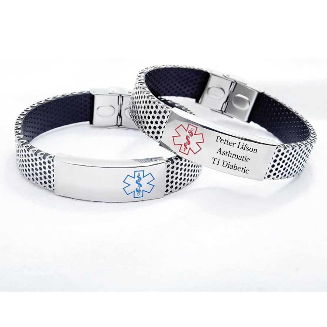Personalised Medical ID Perforated Silicone Bracelet