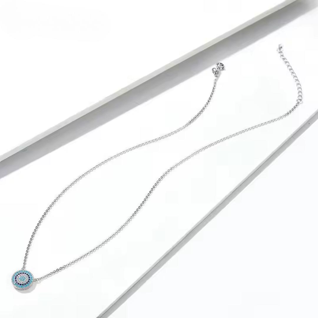 Sterling Silver Evil Eye Pendant Necklace – Dainty Protection Charm
