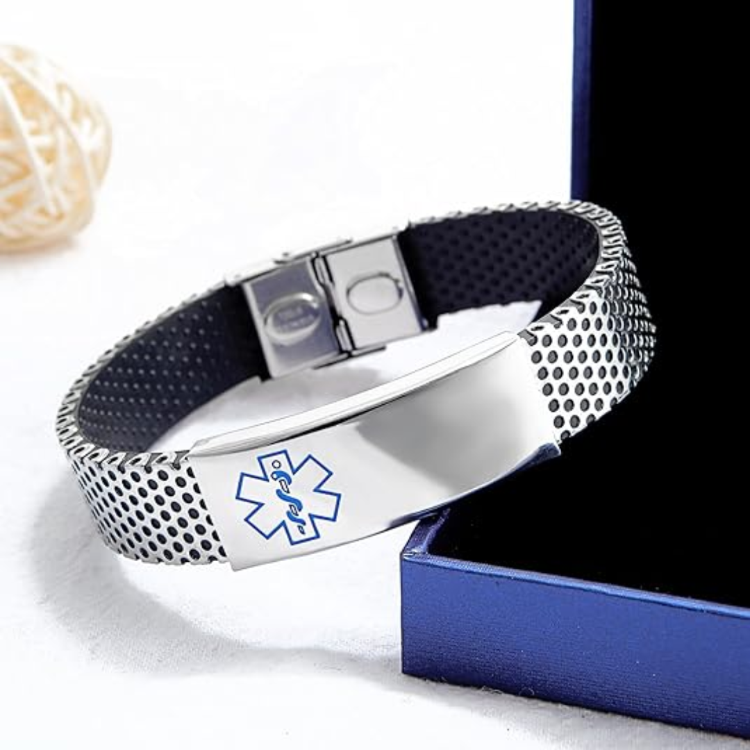 Personalised Medical ID Perforated Silicone Bracelet