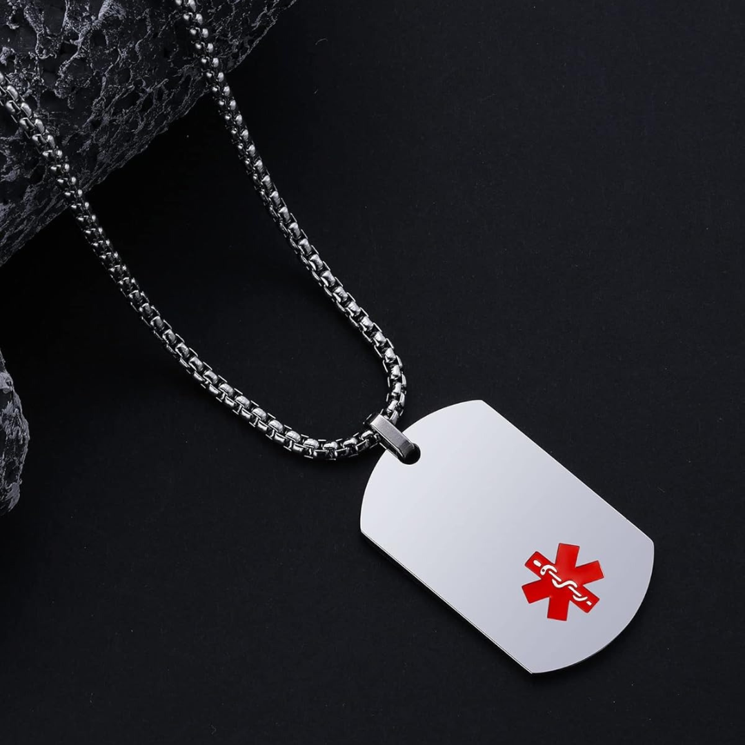 Personalised Medical Steel ID Dog Tag – Silver Colour