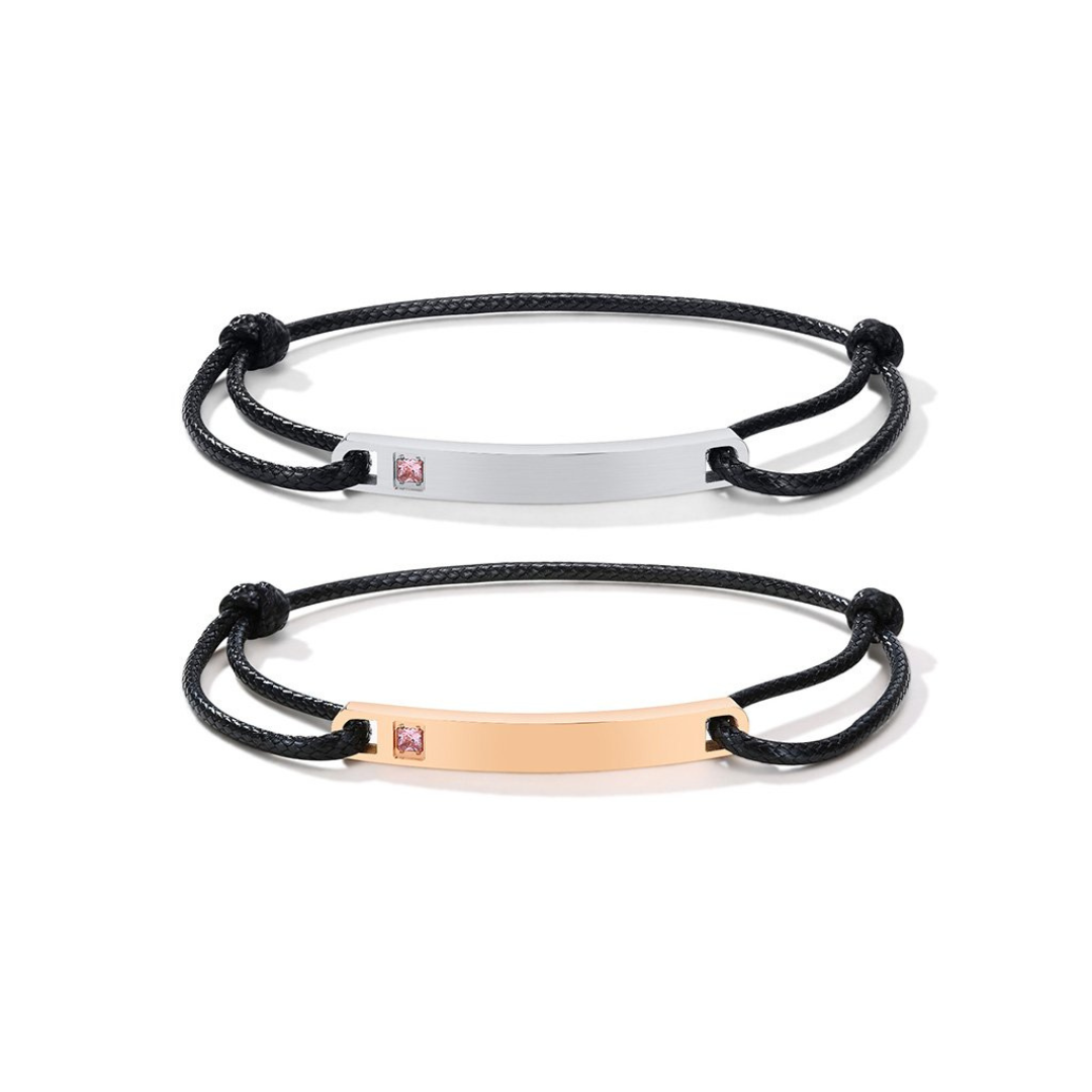 Rope Couple Personalised Bracelet with Cubic Zirconia