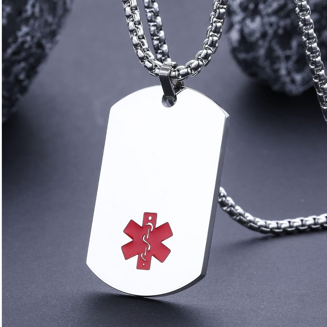 Personalised Medical Steel ID Dog Tag – Silver Colour