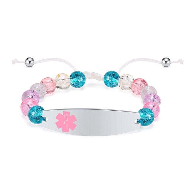 Adjustable Beads Medical Alert Bracelet