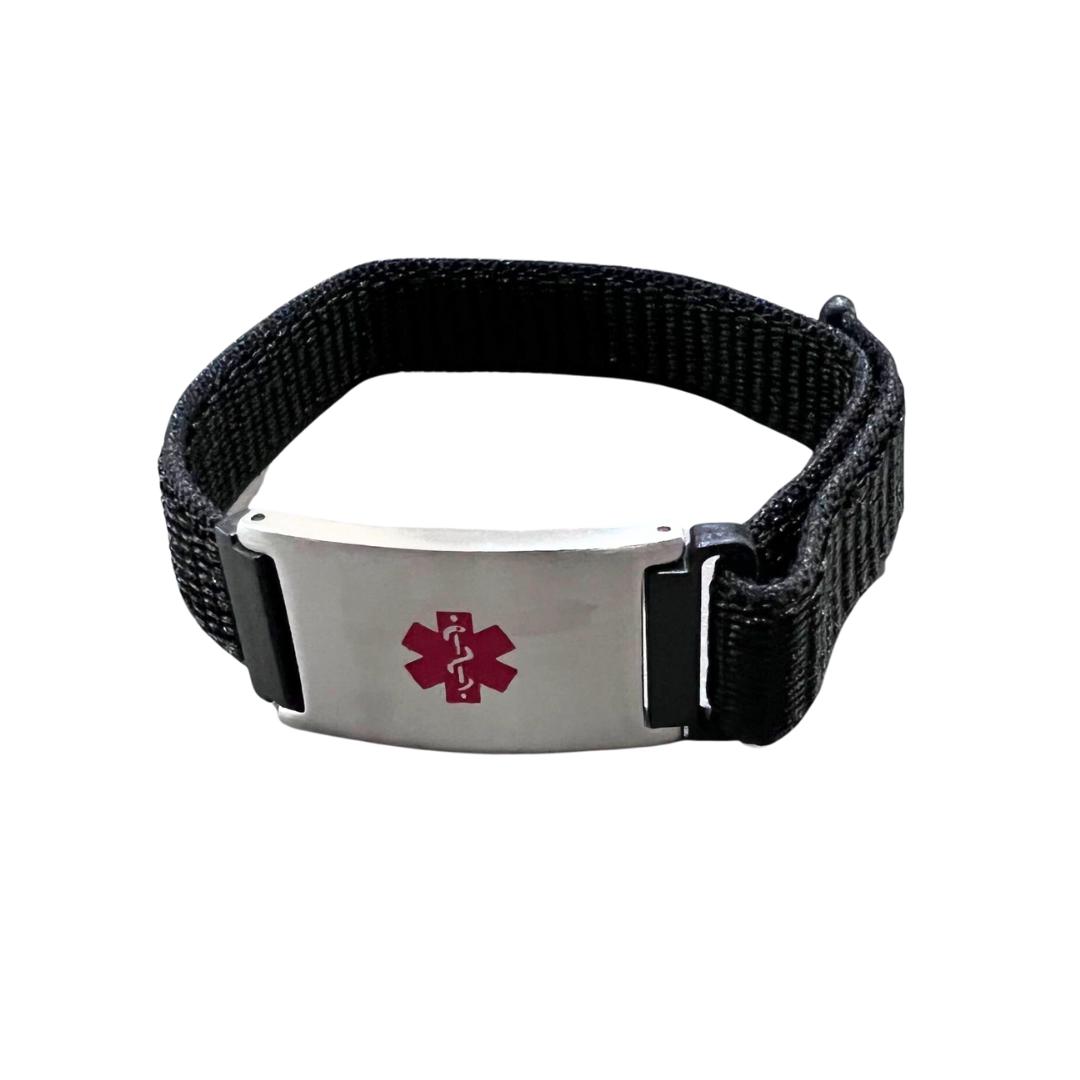 Adjustable Black Medical Alert Bracelet with Strap-Medical ID Bracelet-Auswara