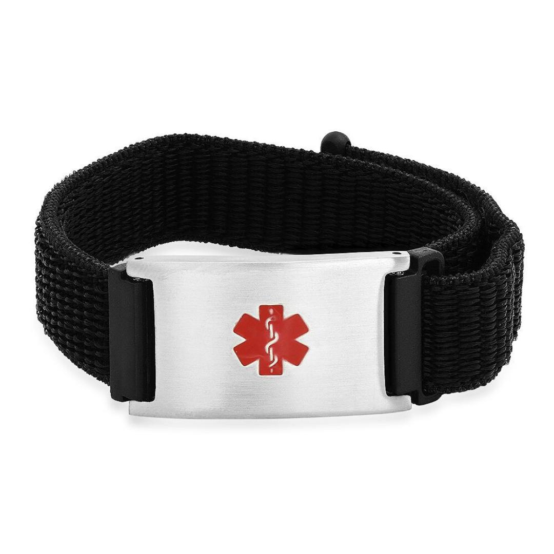 Adjustable Black Medical Alert Bracelet with Strap-Medical ID Bracelet-Auswara