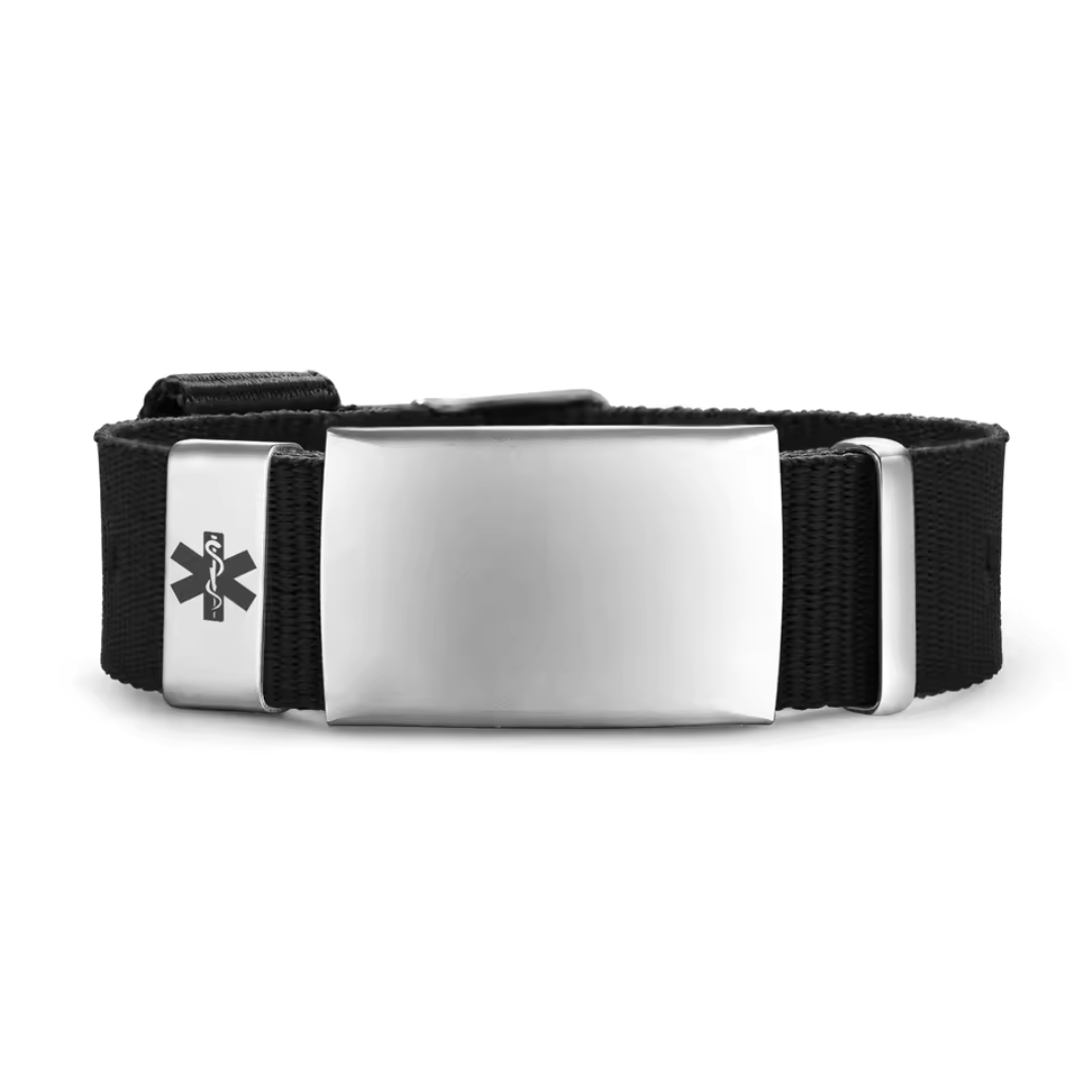 Adjustable Black Medical ID Band