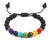 Adjustable Chakra with Black Beads Bracelet-Beads Bracelet-Auswara