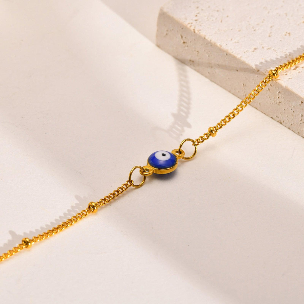 Adjustable Gold Colour Evil Eye Bracelet-Evil Eye Bracelet-Auswara