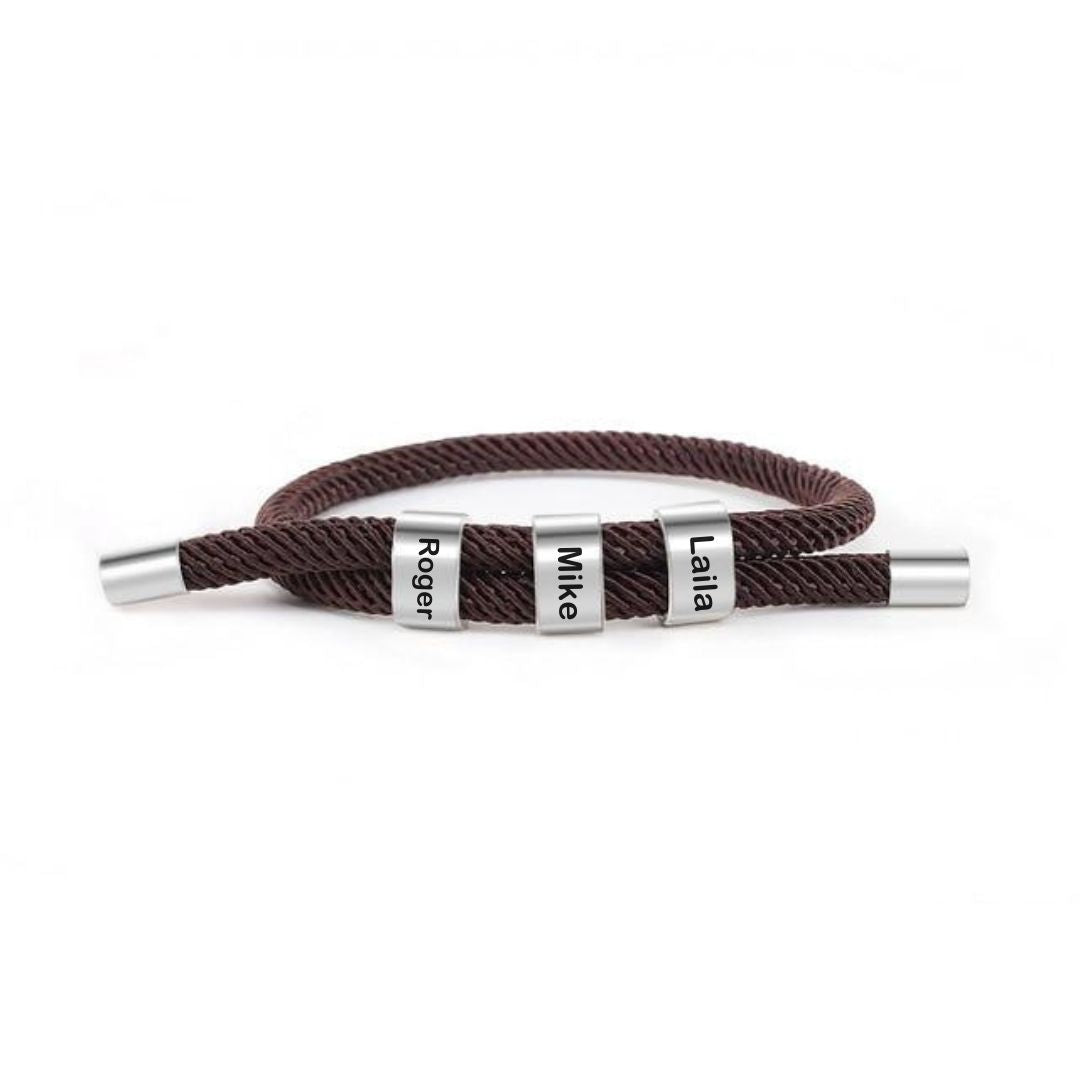 Adjustable Rope Bracelet with Personalised Beads-Personalised Bracelet-Auswara