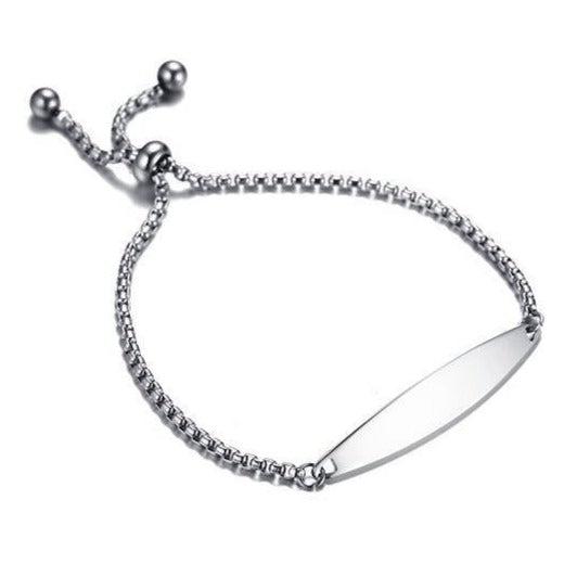 Adjustable Women Personalised Slider Bracelet - Silver Colour