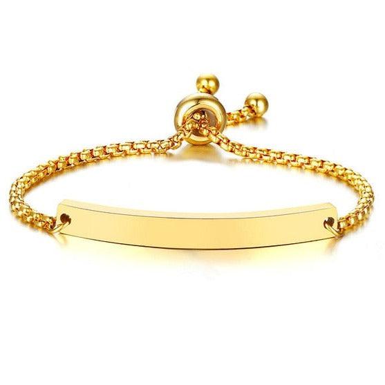 Adjustable Women Personalised Slider Bracelet in Gold Colour