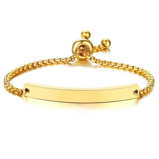 Adjustable Women Personalised Slider Bracelet in Gold Colour-Women Bracelets-Auswara