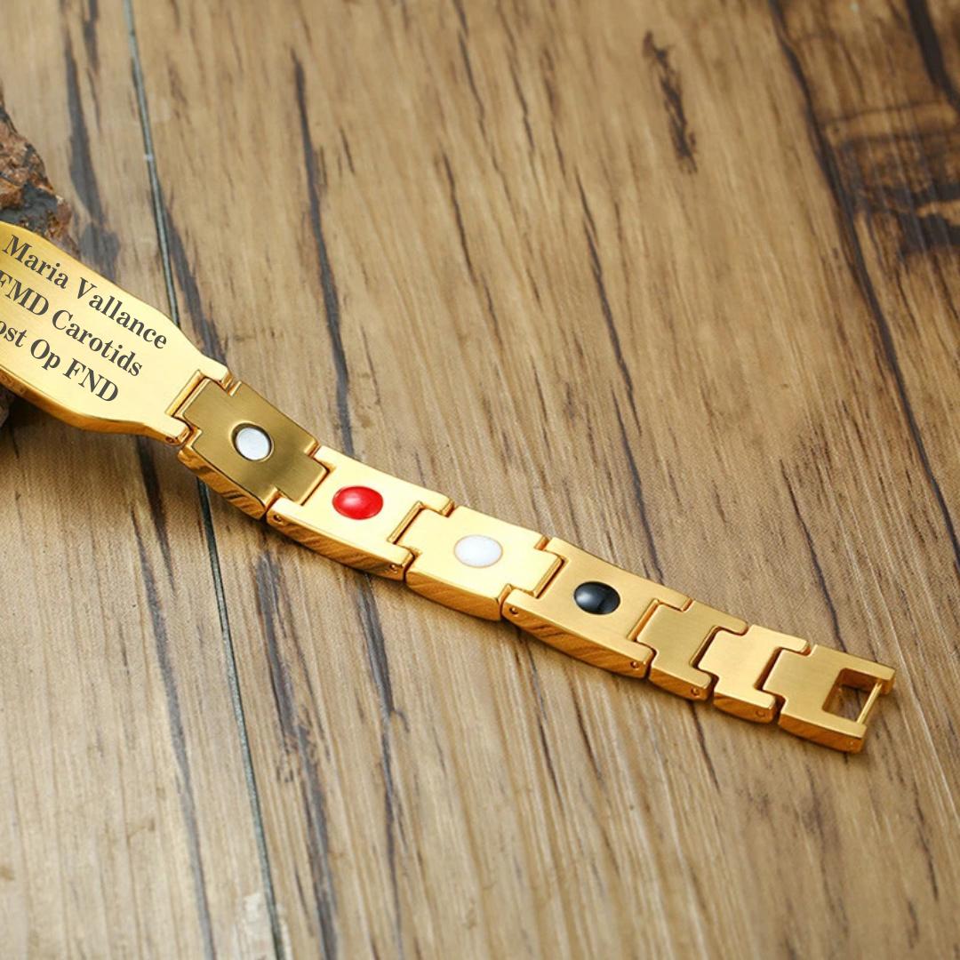 AeroLuxe Gold Colour Medical Link Bracelet-Medical ID Bracelet-Auswara