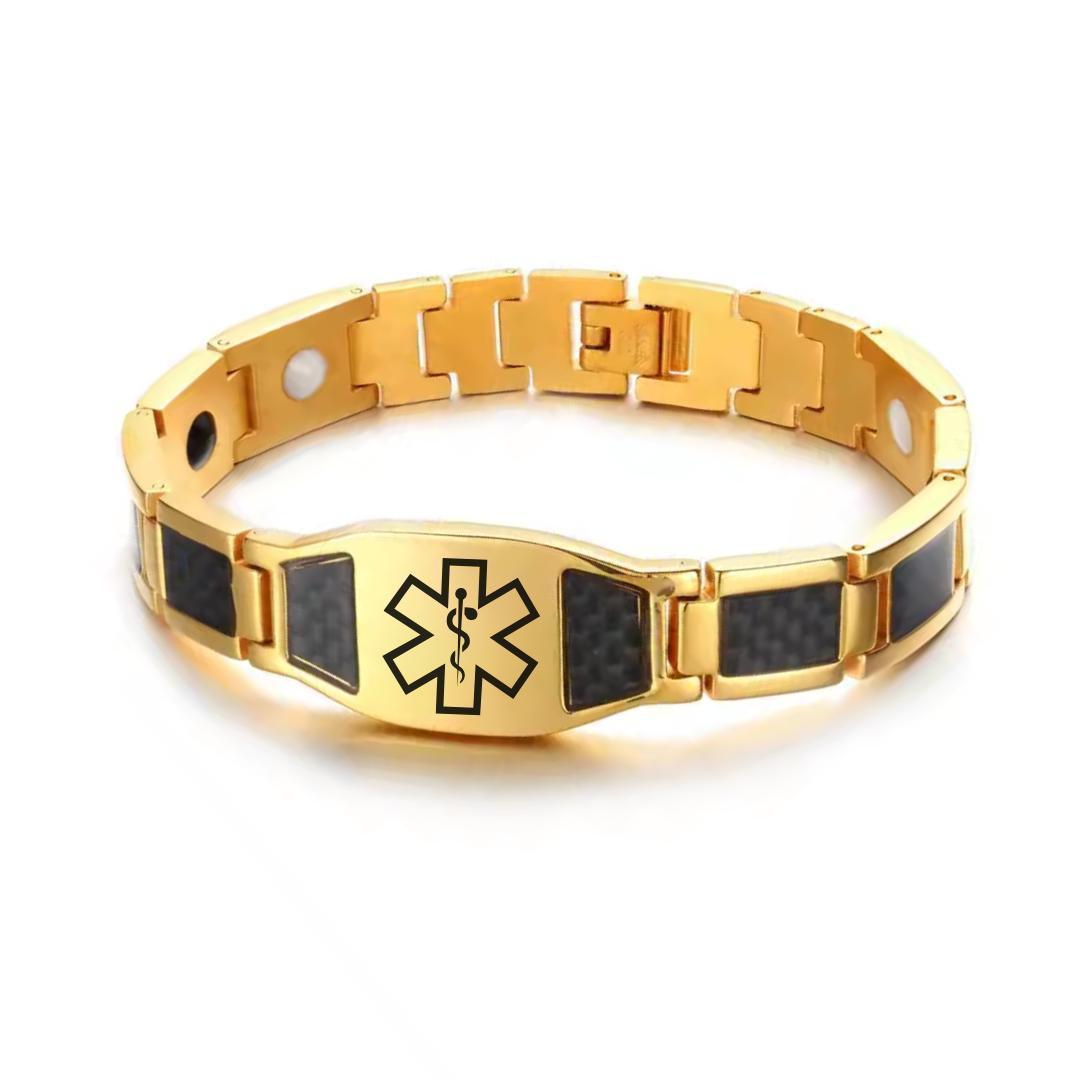 AeroLuxe Gold Colour Medical Link Bracelet-Medical ID Bracelet-Auswara