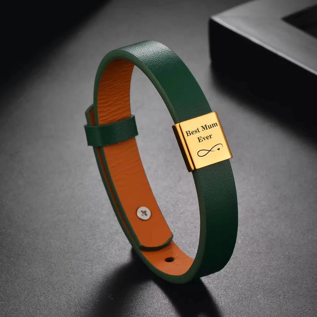 Amora Women Personalised Leather Bracelet-Personalised Bracelet-Auswara