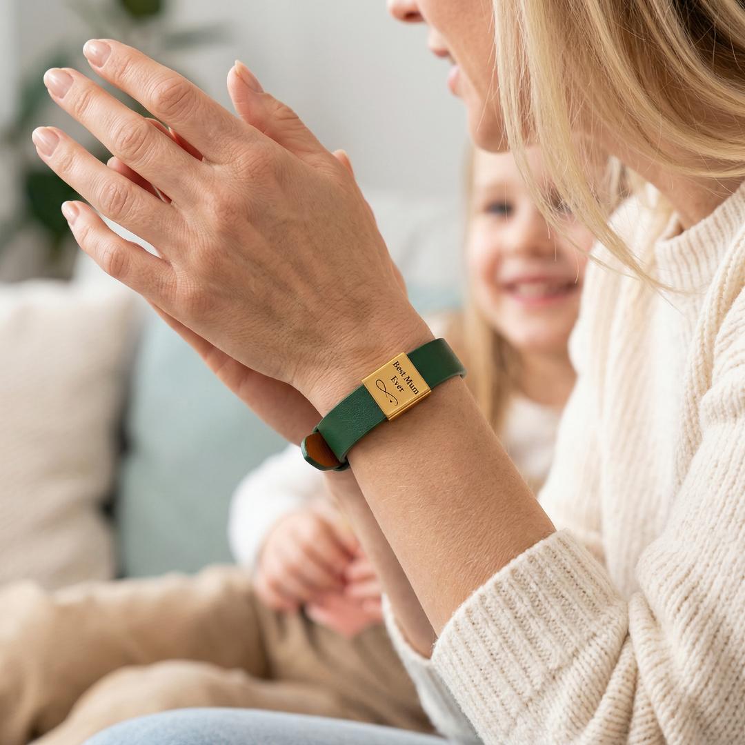 Amora Women Personalised Leather Bracelet-Personalised Bracelet-Auswara