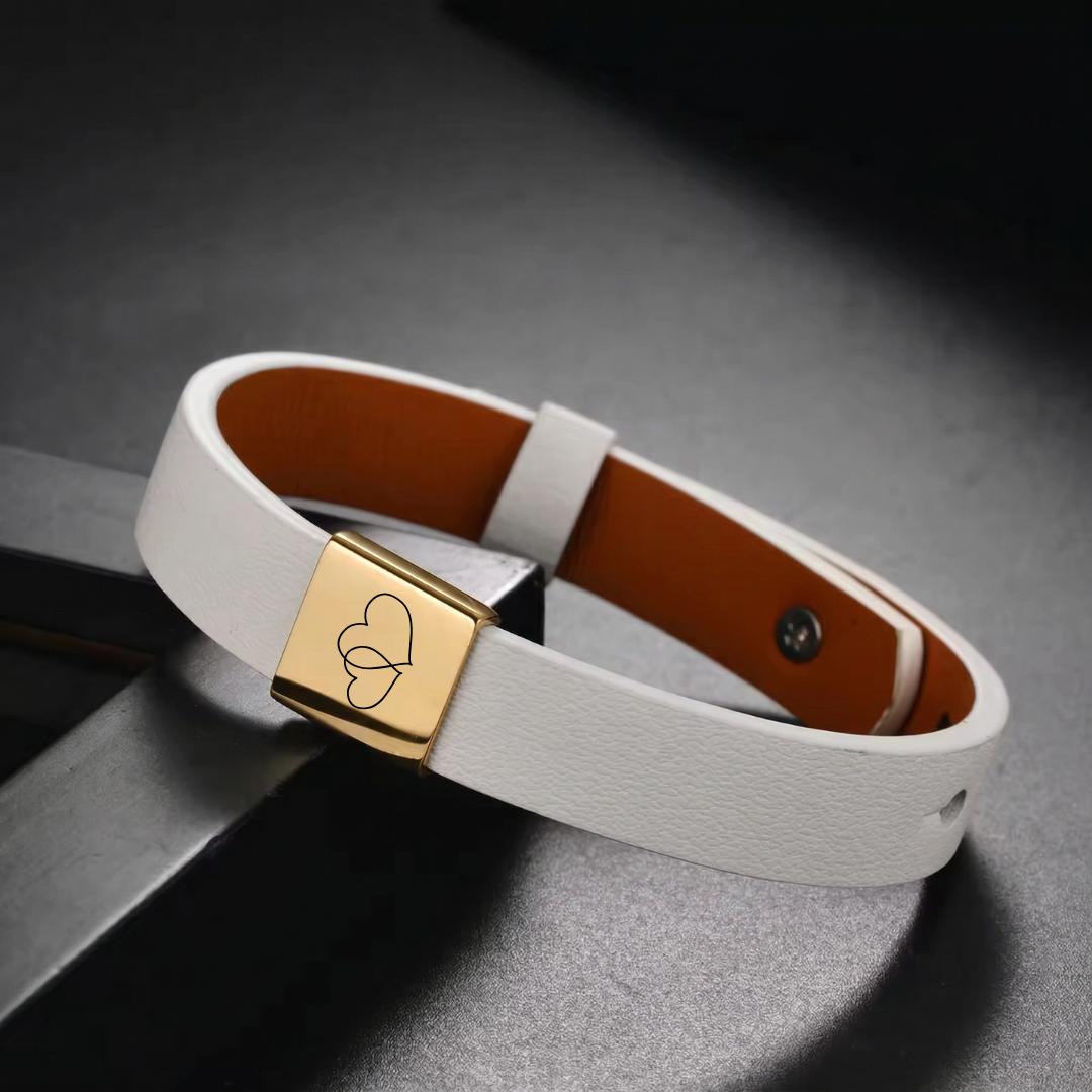 Amora Women Personalised Leather Bracelet-Personalised Bracelet-Auswara