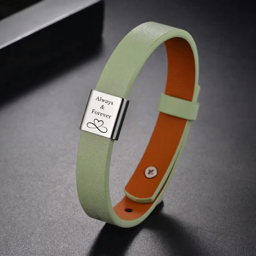Amora Women Personalised Leather Bracelet-Personalised Bracelet-Auswara