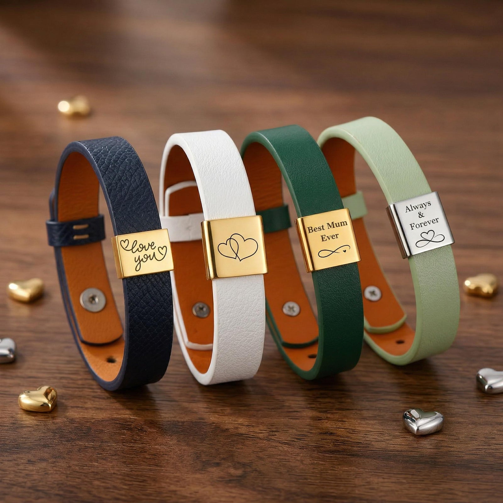 Amora Women Personalised Leather Bracelet-Personalised Bracelet-Auswara